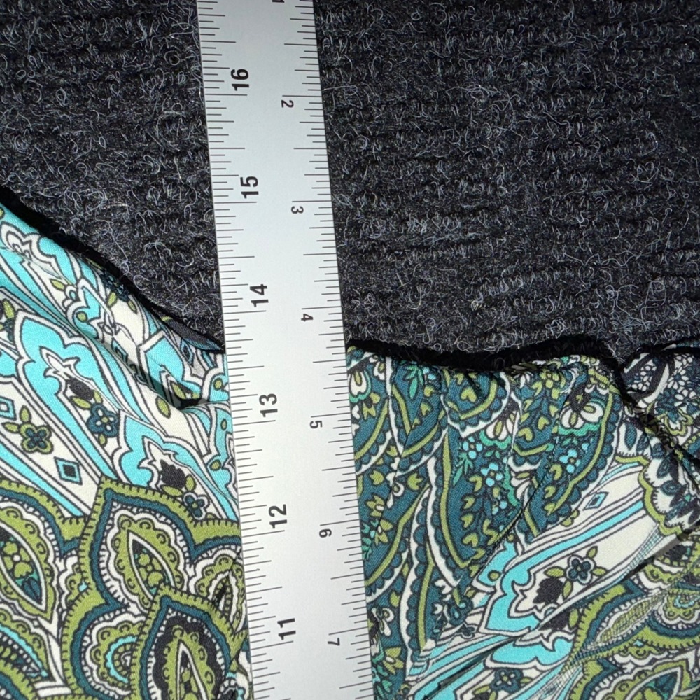Connected Apparel Green Paisley Peacock Print V-Neck Twist Front Dress Size 10 - Picture 6 of 8